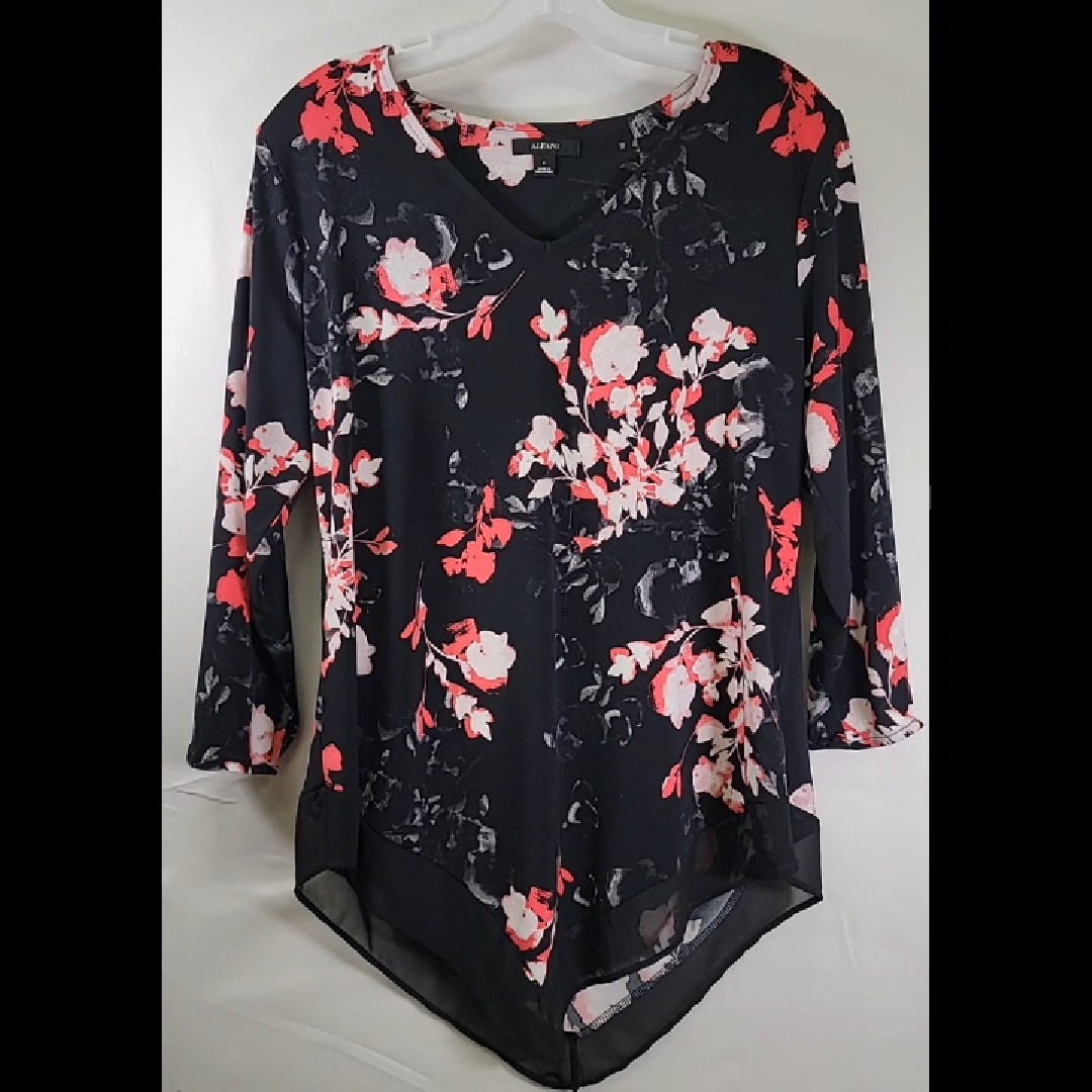 Floral Print Black Blouse Size S