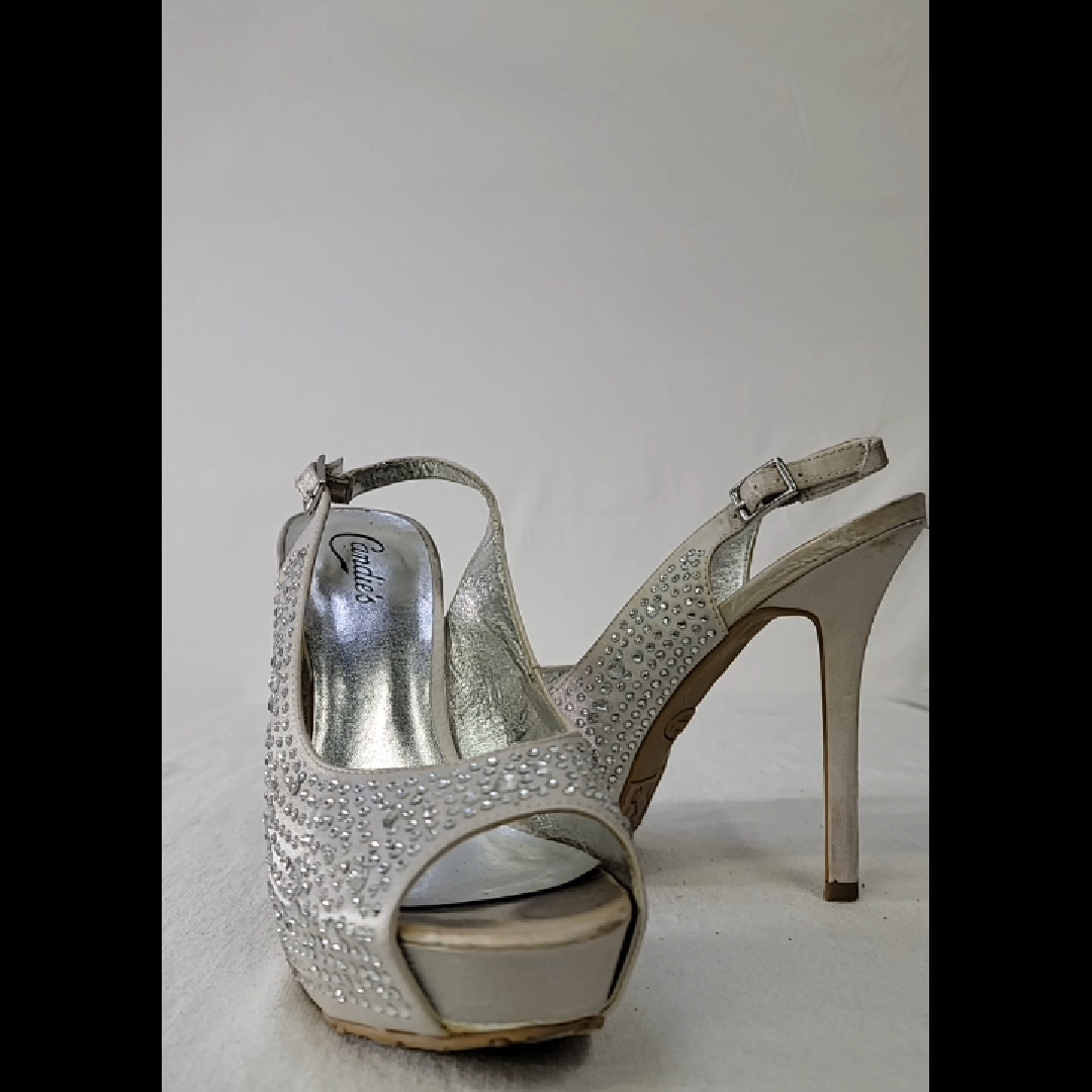 Candie's Silver High Heels with Rhinestones Size 7.5