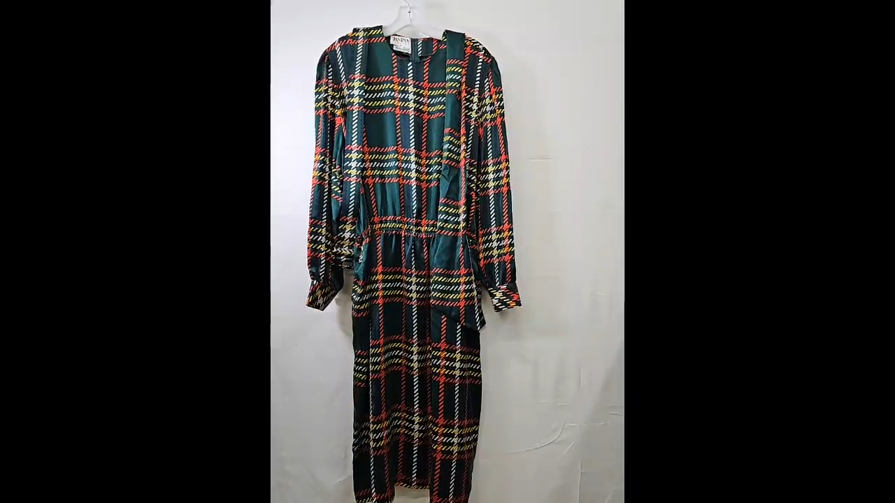 Vintage Janine Schreck Patterned Dress w/Belt and Tie Size 10