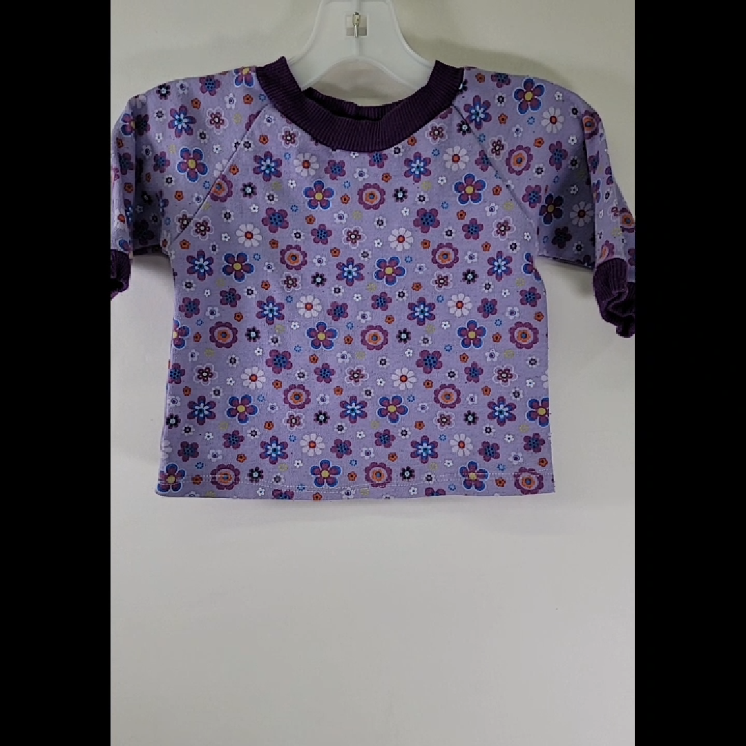 Handmade Floral Print Purple Top Size 12 MO