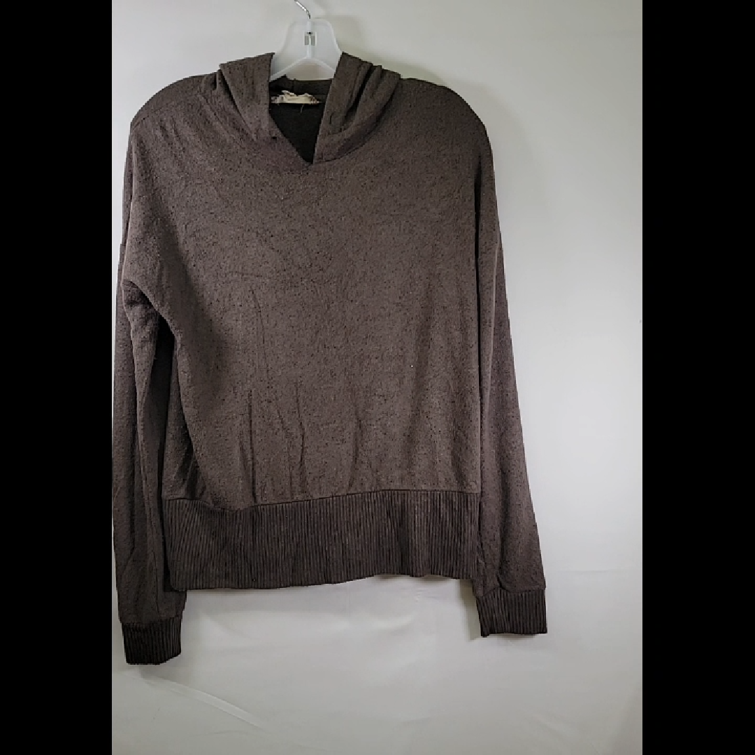 Stylish Brown Hoodie with Ribbed Hem