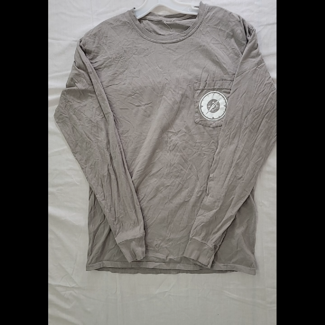 Casual Long Sleeve Gray T-Shirt with Pocket