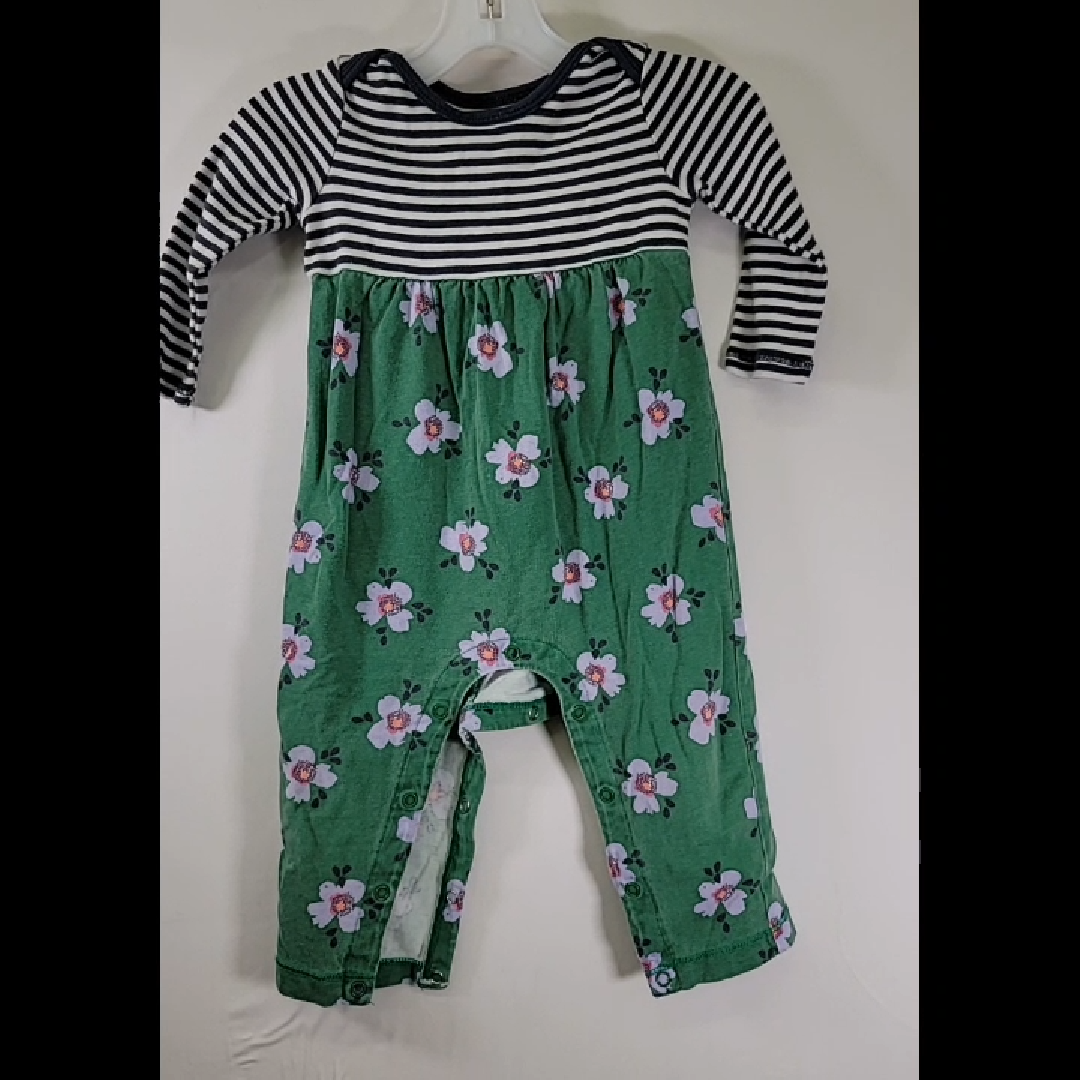 Tea Floral and Striped Baby Romper Size 9-12 MO