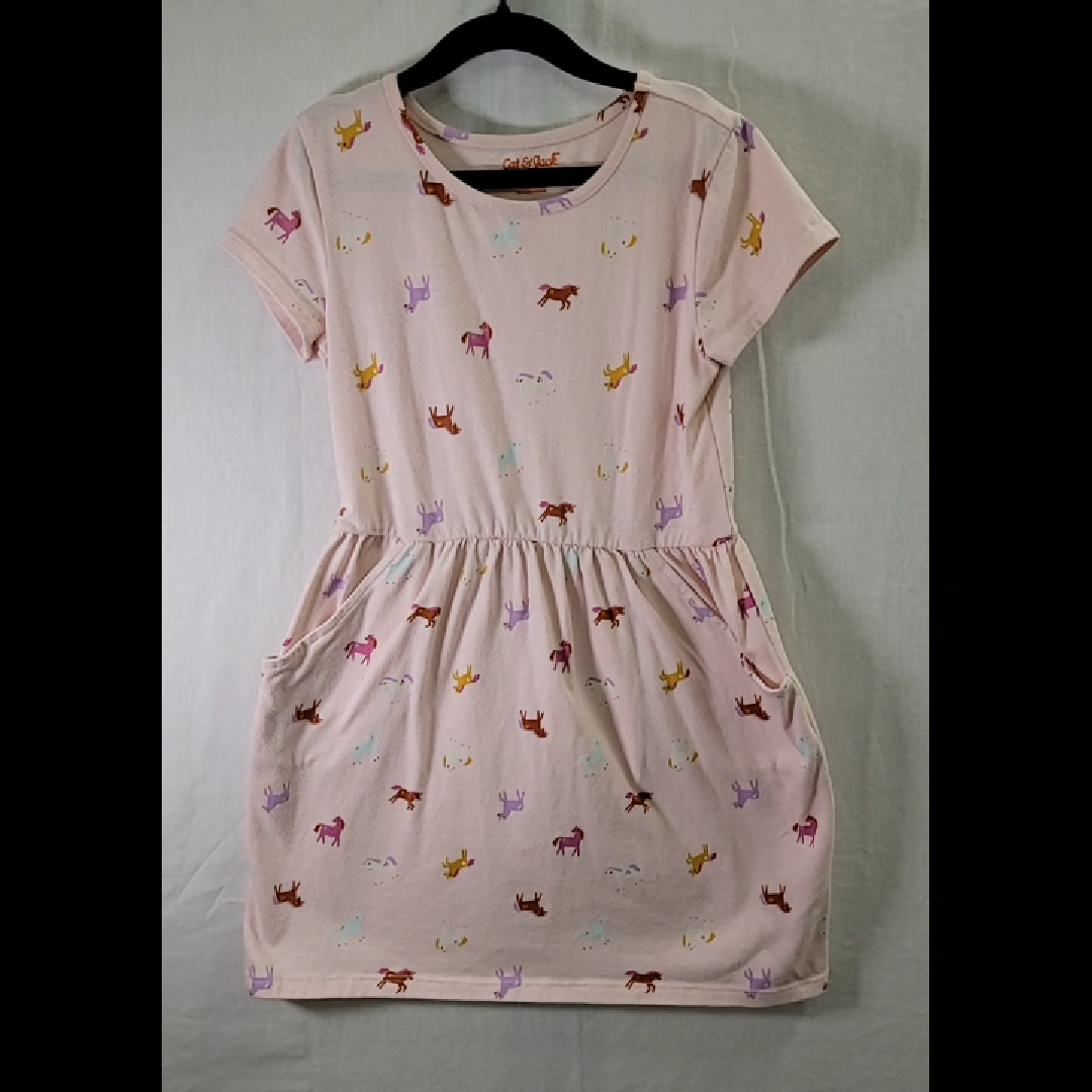 Cat & Jack Girls' Pink Horse Print Dress Size 7 - 8 YR