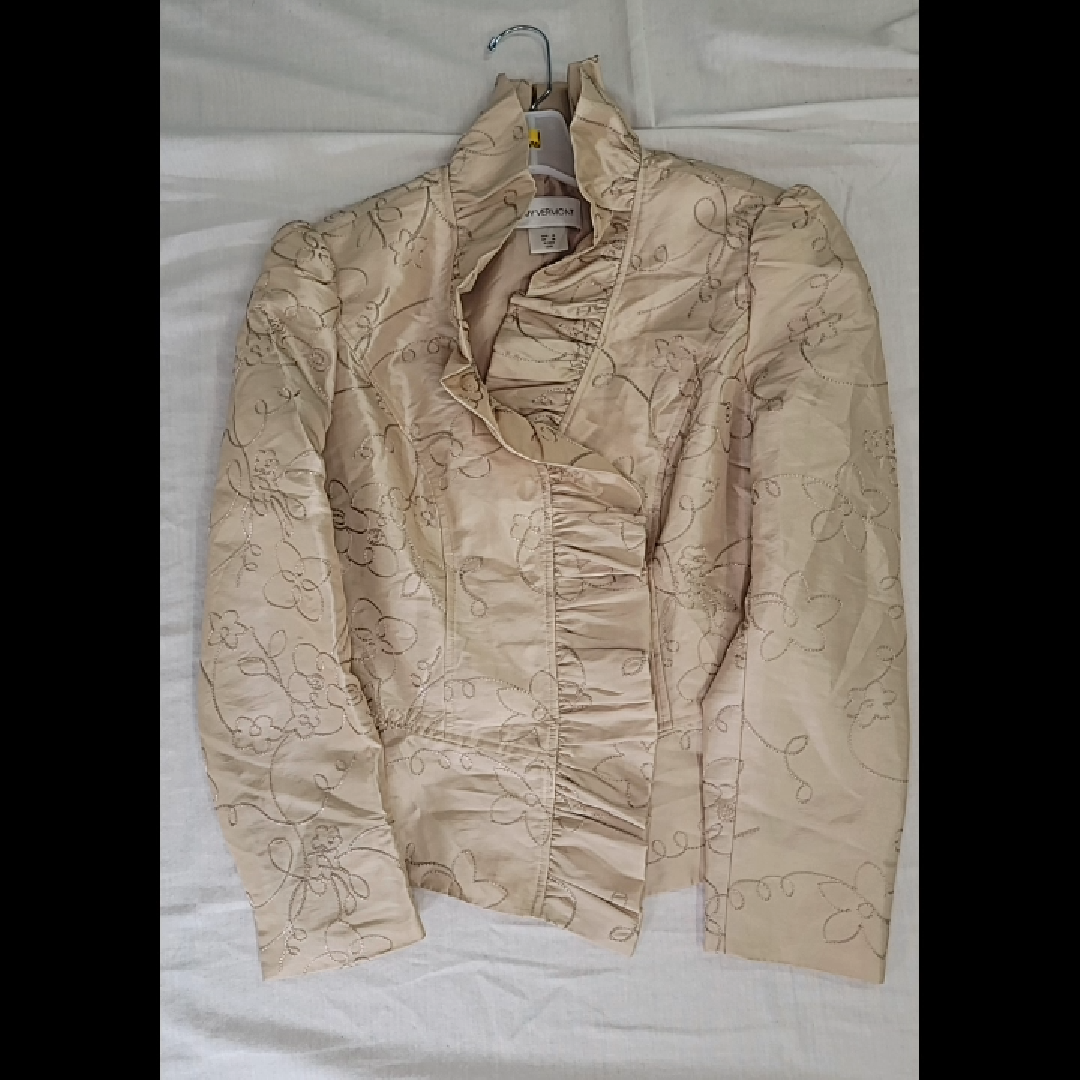 Vintage Amy Vermont Beaded Beige Jacket Size 36 (S)