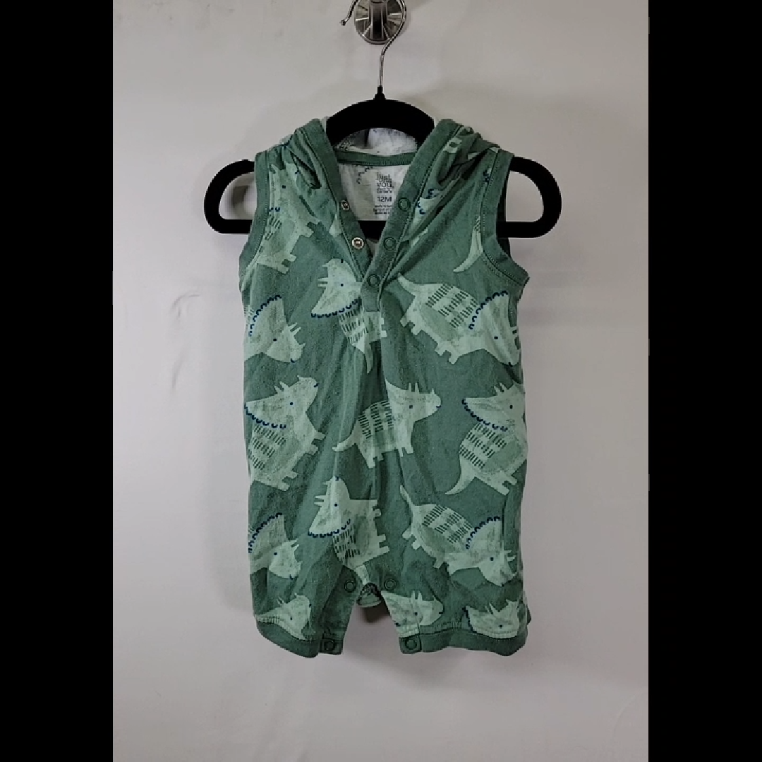 Cute Dinosaur Print Hooded Bodysuit for Infants