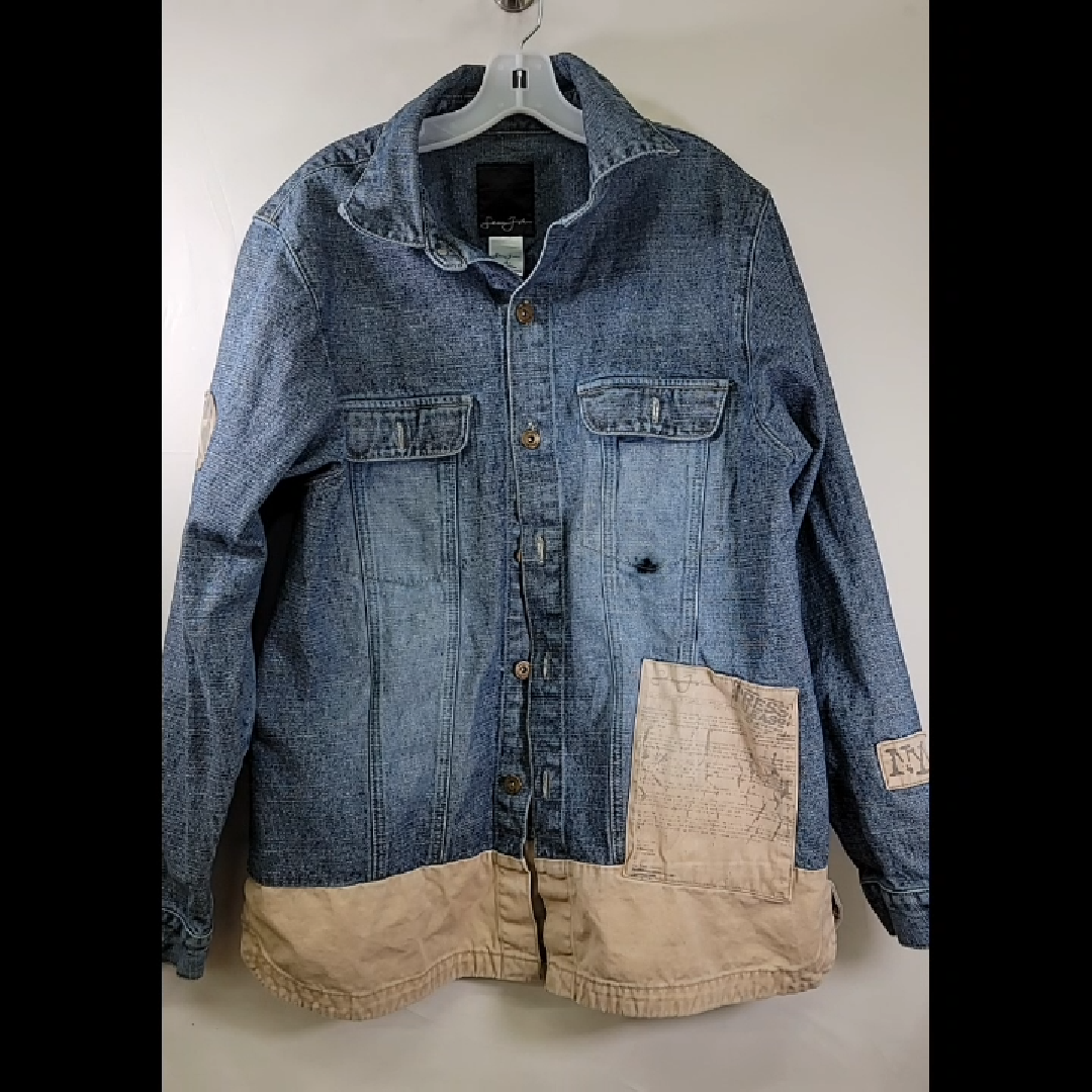 Stylish Denim Jacket with Beige Details