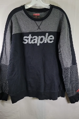 Vintage 90's Staple Men's Black and Gray Crewneck Sweatshirt Size XL