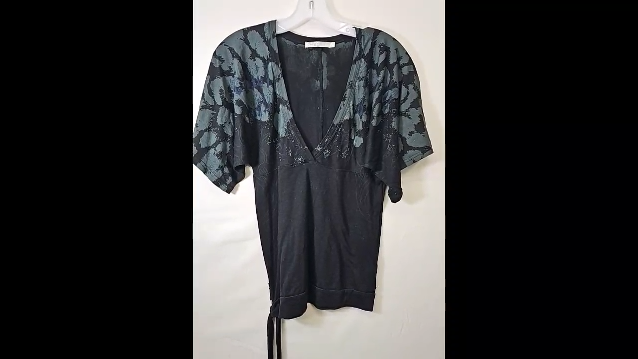 ANM Tie V-Neck Tee Size L