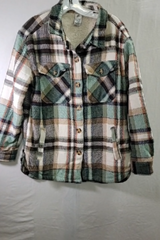 Plaid Sherpa Lined Button-Up Jacket Size S