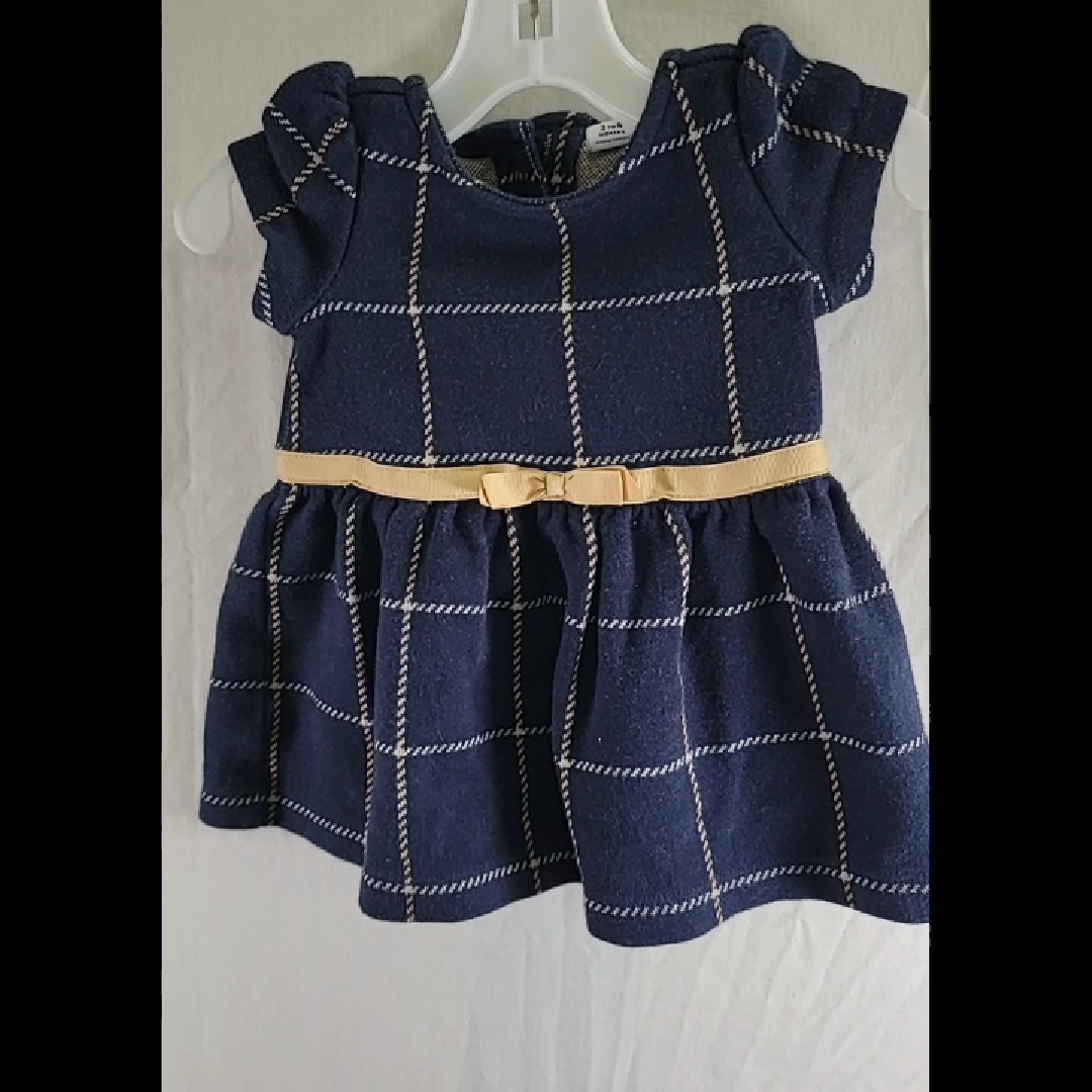 Janie and Jack Navy Blue Plaid Dress Size 3-6 MO