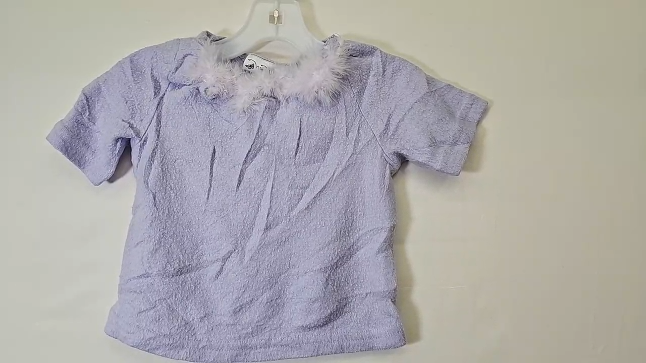 Lavender Faux Fur Neck Lined Tee Size 9-12 MO