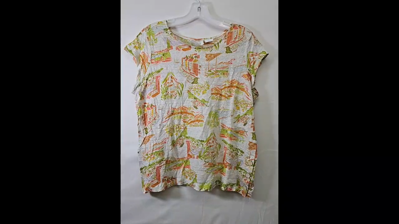 100% Linen Patterned Tee Size M