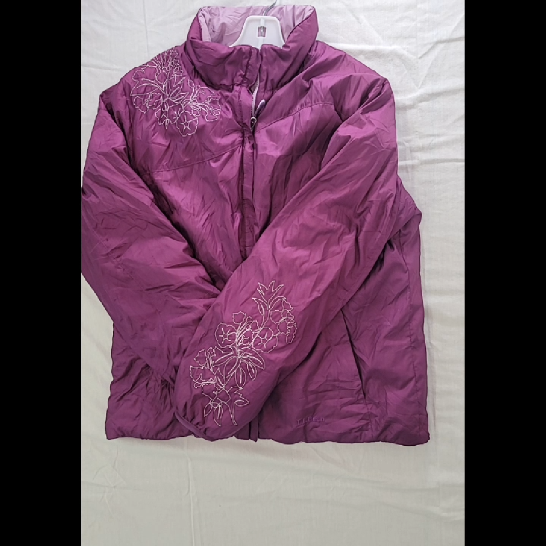 Women's LL Bean Purple Embroidered Jacket Size L