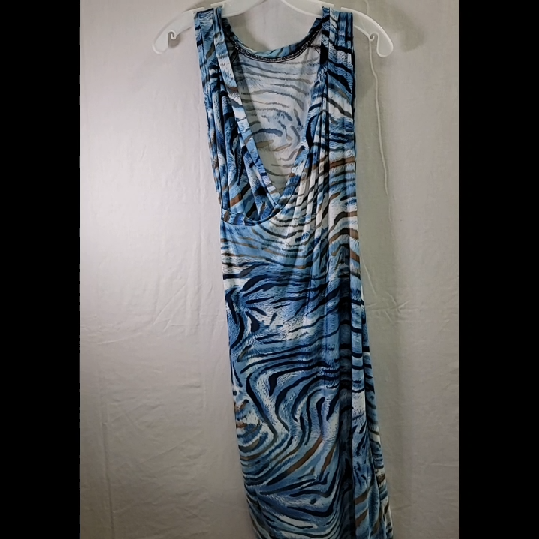 Women's Blue Tiger Print Wrap Dress Size XL