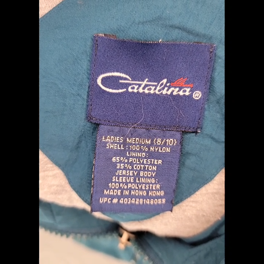 Vintage Catalina Teal Medium Windbreaker Jacket Size M