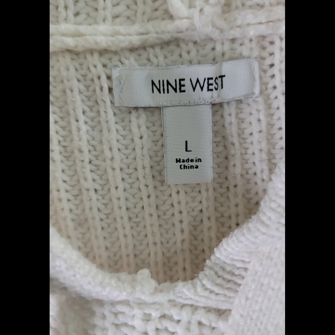 Nine West Women's Off-White Hooded Knit Sweater Size L