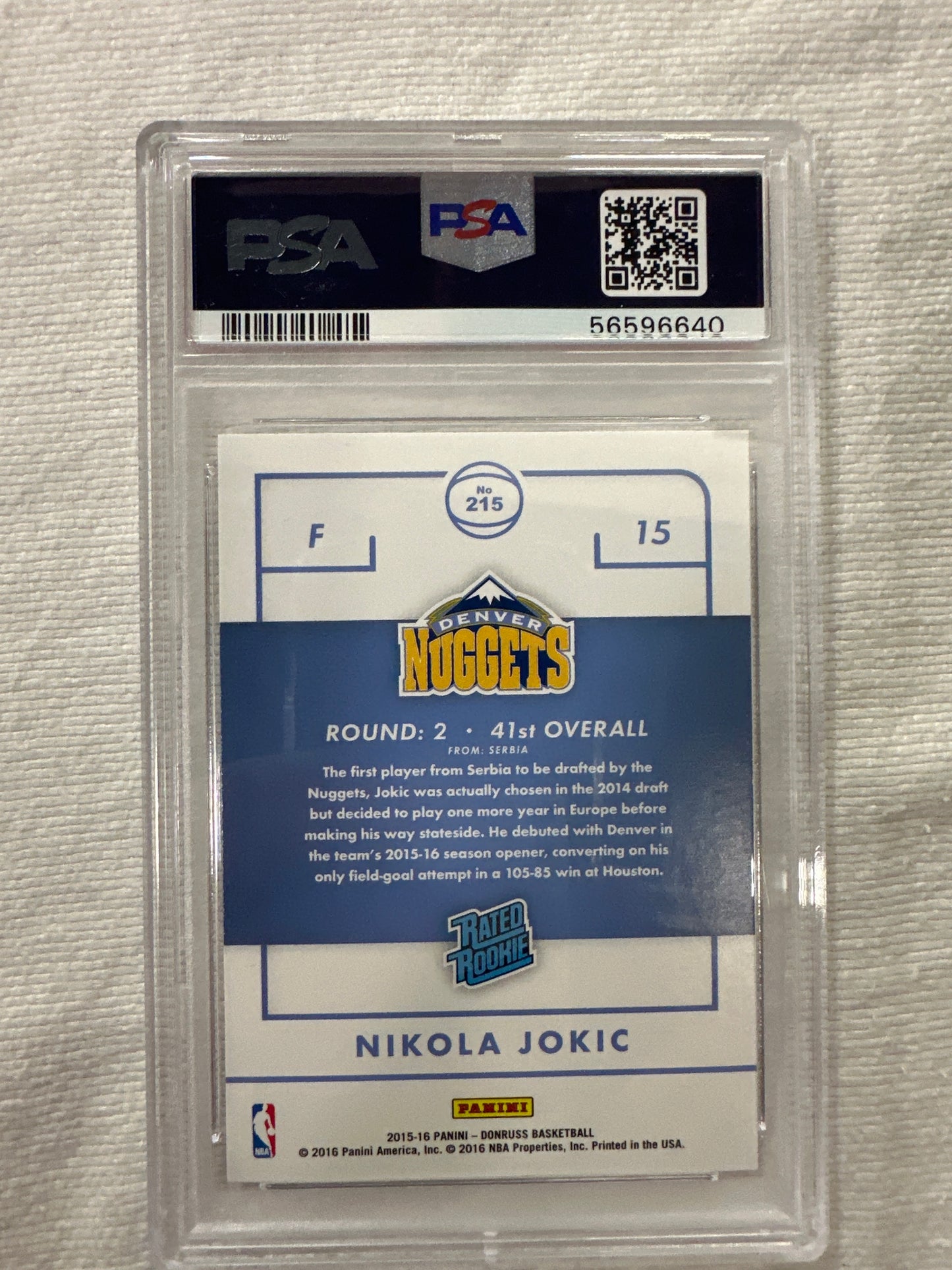 2015 Panini Donruss Nikola Jokic #215 PSA 9 Mint