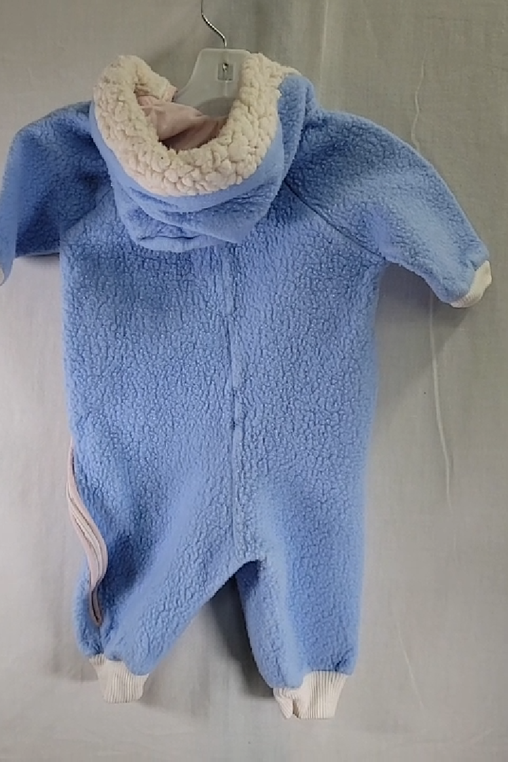 Vintage Mothercare Light Blue Fleece Overall with Bear Size 12 - 24 MO