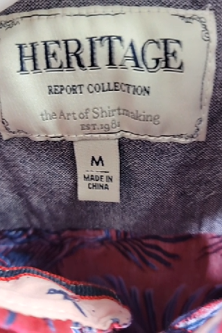 Heritage Men's Red Tropical Print Button-Down Shirt Size M