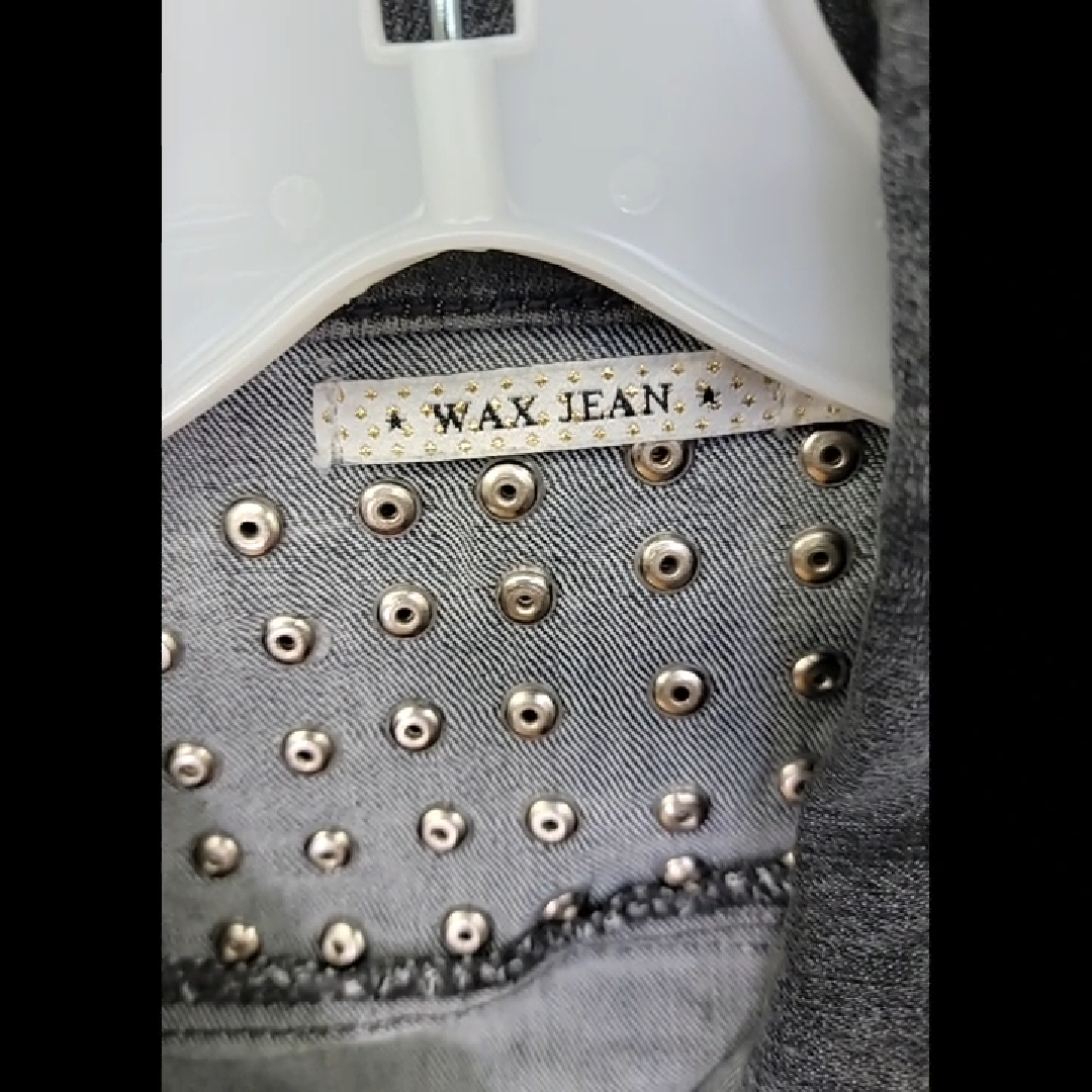 Stylish Gray Denim Studded Vest by Wax Jean Size L