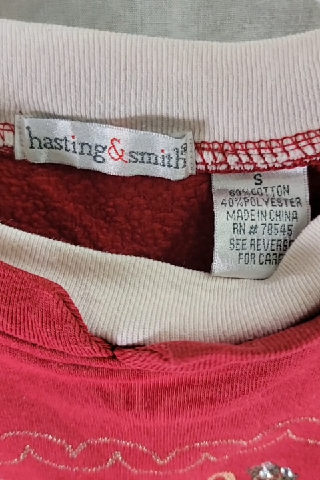 Hastings & Smith Embroidered Red Sweatshirt Size S