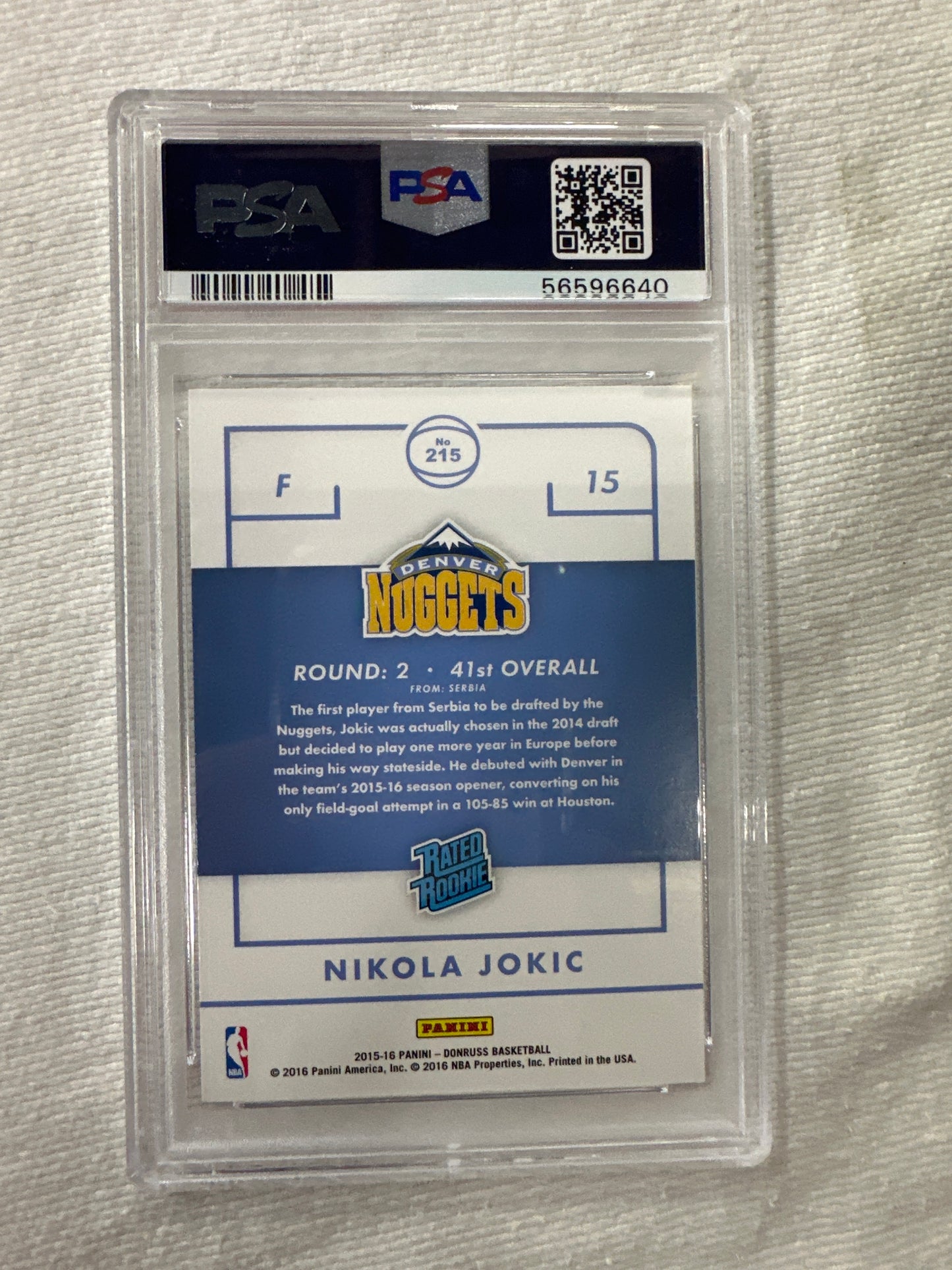 2015 Panini Donruss Nikola Jokic #215 PSA 9 Mint