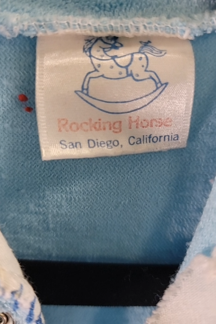 Vintage Rocking Horse Blue Onesie Size S