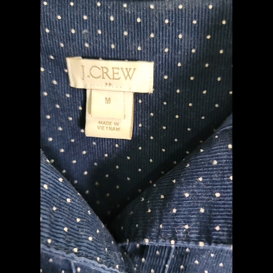 J.Crew Women's Medium Dark Blue Polka Dot Corduroy Mini Dress Size M