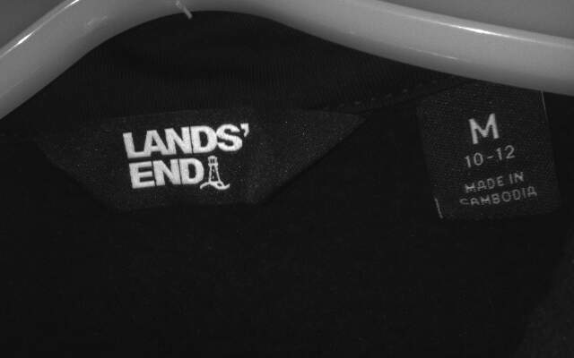 Lands' End Women's Teal and Navy Checkered Fleece Jacket