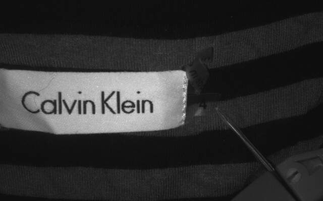 Calvin Klein Striped Dress in Black and Tan