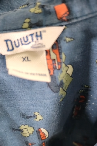 Duluth Blue Button-Down Shirt with Pattern Size XL