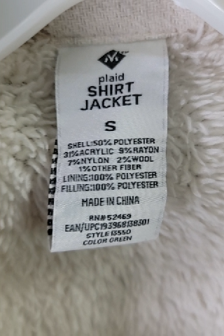 Plaid Sherpa Lined Button-Up Jacket Size S