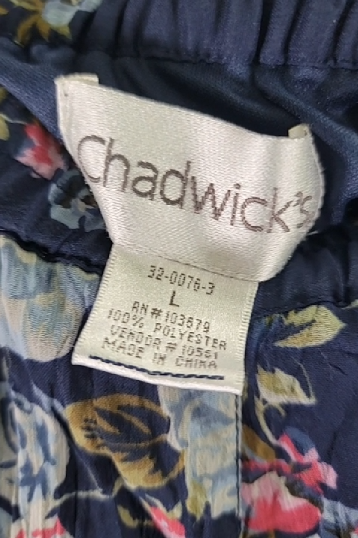 Chadwicks Navy Blue Chiffon Crinkle Lined Maxi Skirt Size L