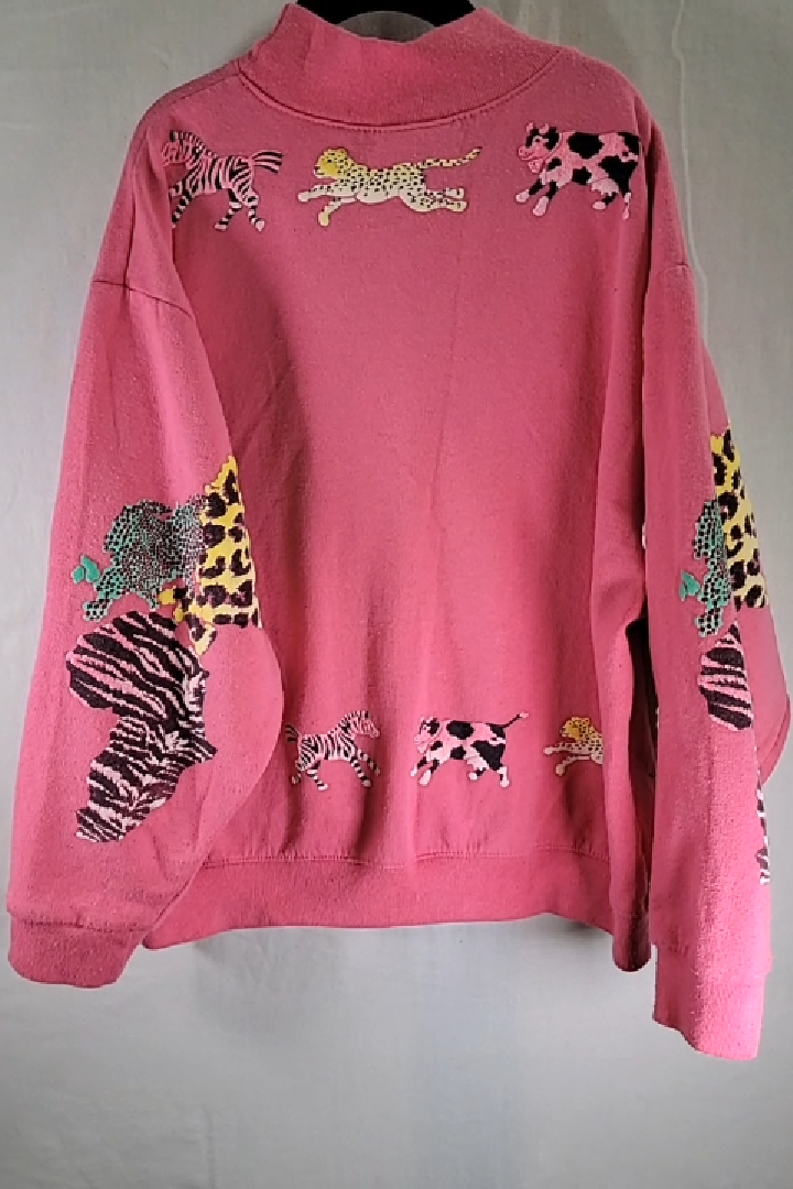 Vintage Pink Animal Print Sweatshirt Size L