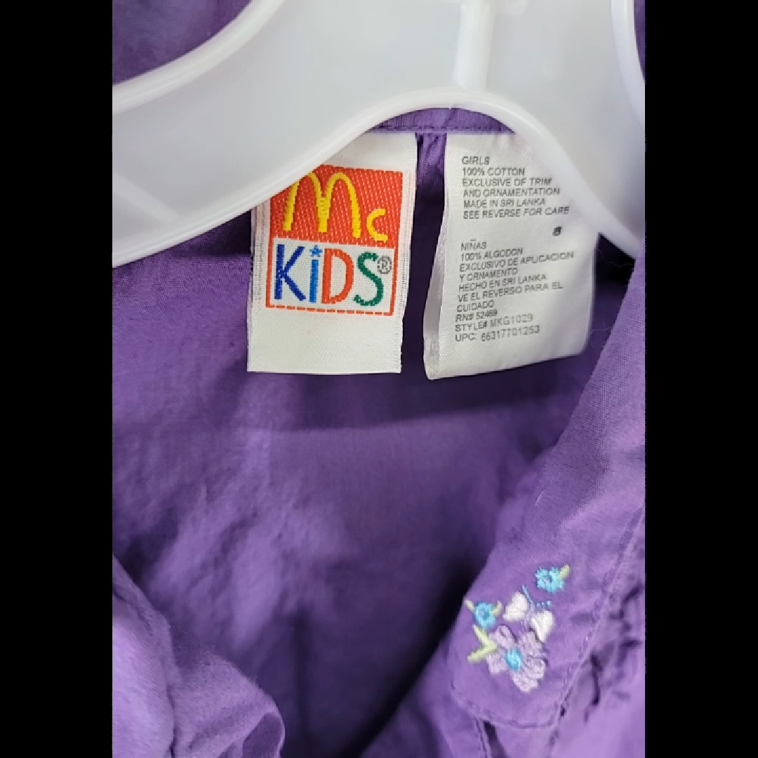 McKid's Purple Sleeveless Button-Up Shirt Size 8