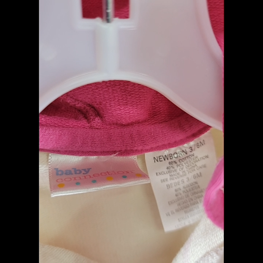 Baby Connection Hooded Onesie in Pink and White Size 3-6 MO