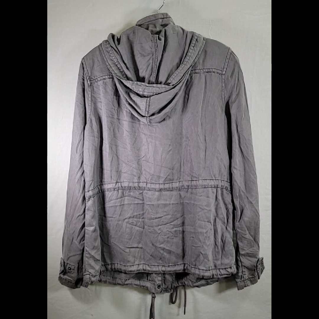 MAX JEANS Tencel Gray Hooded Jacket Size M