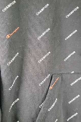Champion Black All-Over Print Hoodie Size L