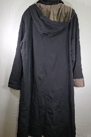 Gallery Woman Long Black Hooded Trench Coat Size L