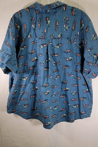 Duluth Blue Button-Down Shirt with Pattern Size XL