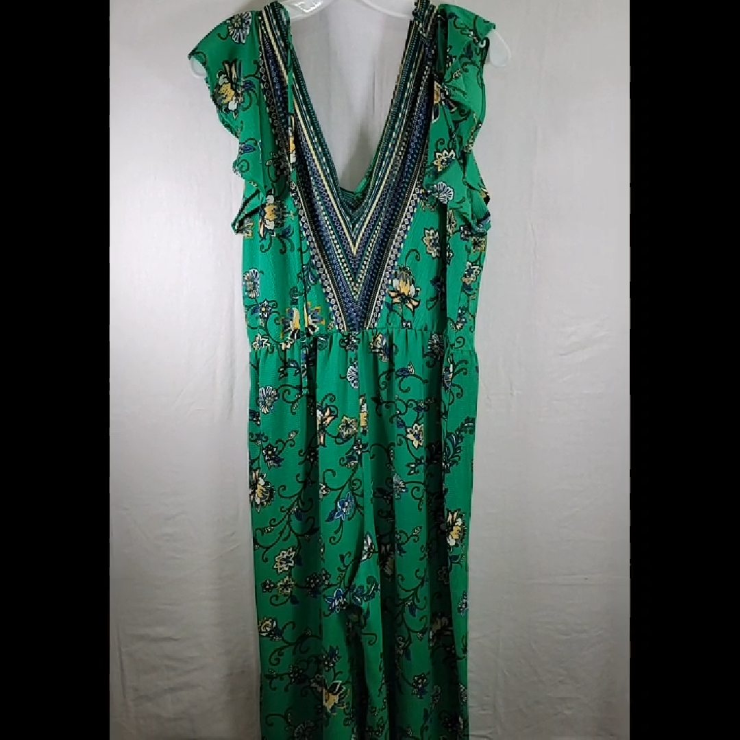 Wrapper Floral Print V-Neck Jumpsuit Size XL