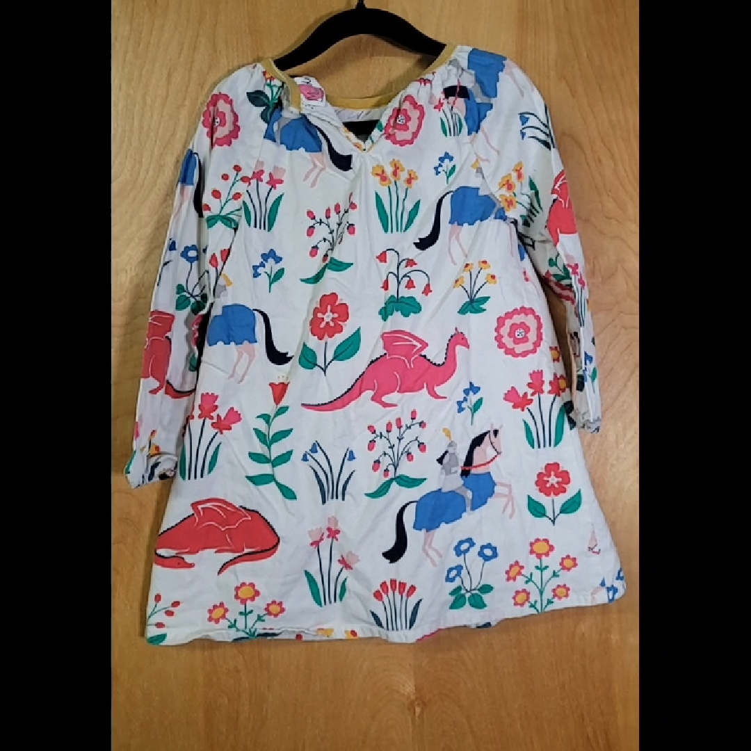 Miniboden Toddler Girls' Dress Lined - Knights & Dragons 3-4Y