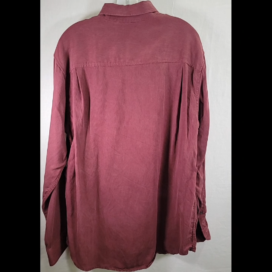 Vintage Brandini Men's Tencel Burgundy Button-Down Shirt Size L