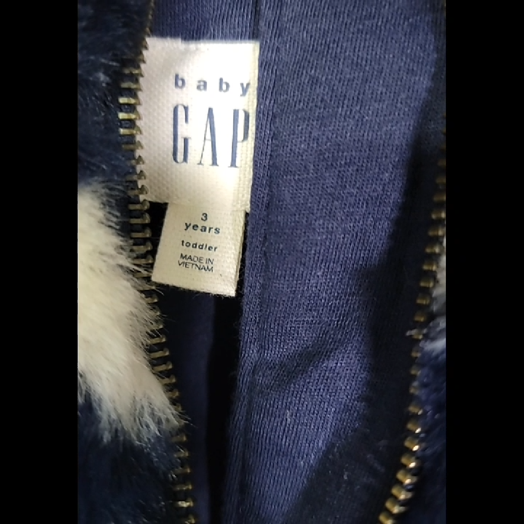 Baby GAP Faux Fur Heart Print Zip-Up Jacket 3T