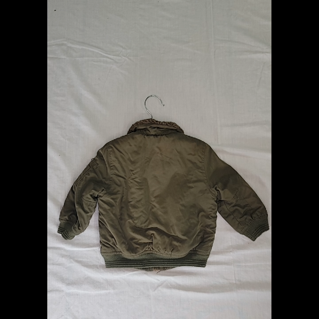 Zara Baby Boy Olive Green Fur Lined Bomber Jacket Size 9-12 MO