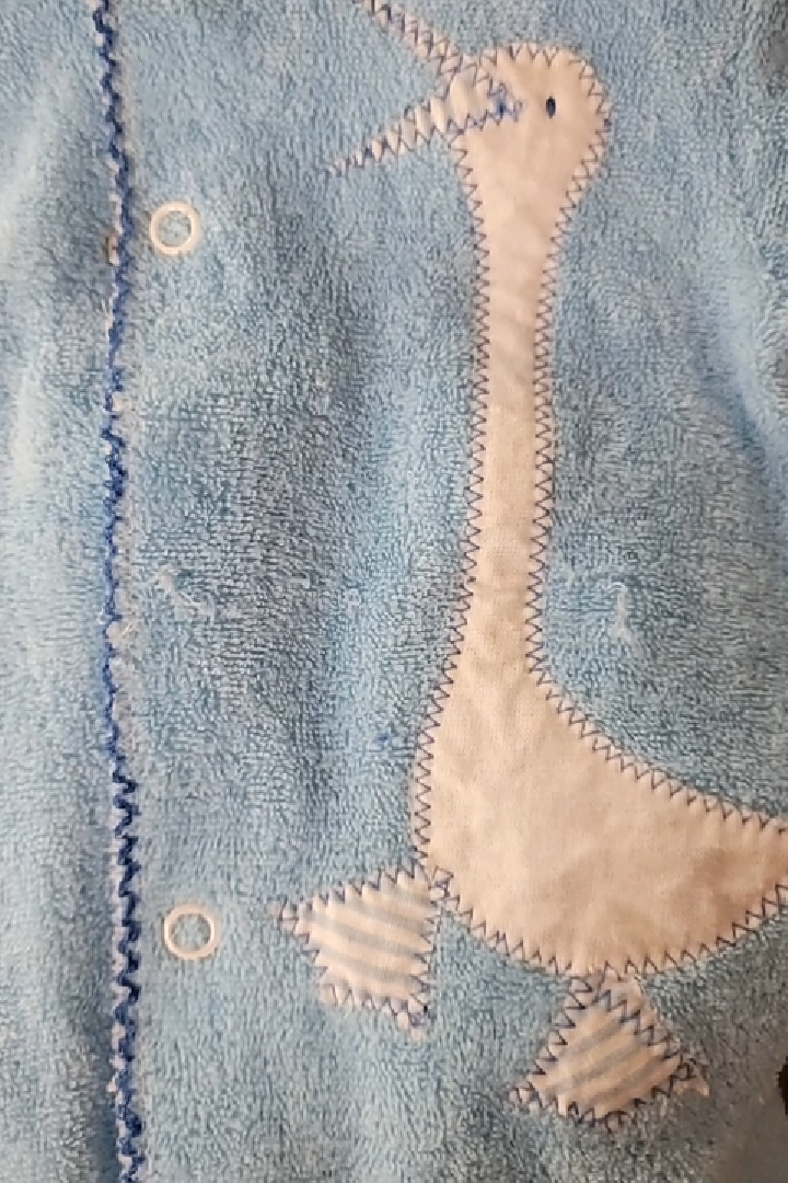 Vintage Rocking Horse Blue Onesie Size S