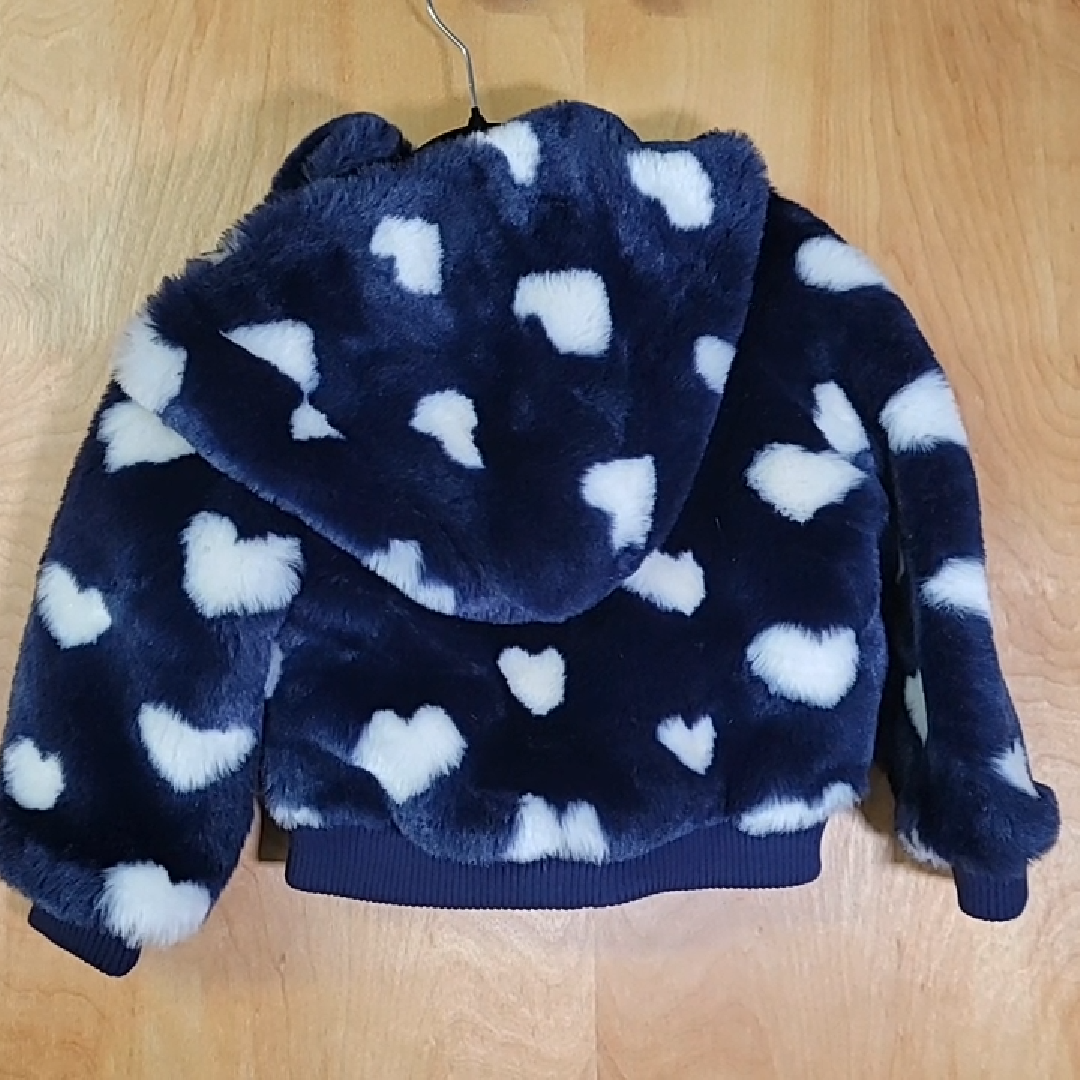 Baby GAP Faux Fur Heart Print Zip-Up Jacket 3T