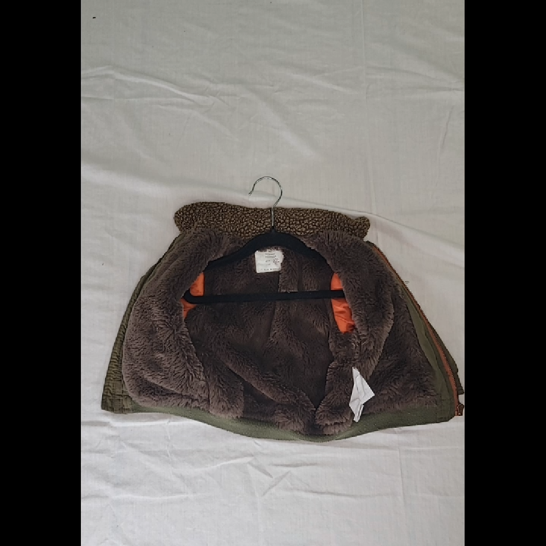 Zara Baby Boy Olive Green Fur Lined Bomber Jacket Size 9-12 MO