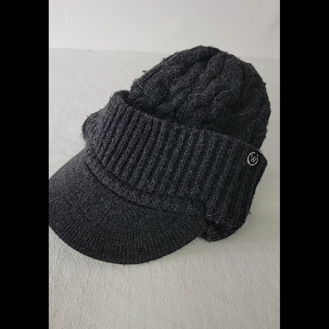 Cozy Black Knitted Hat with Brim